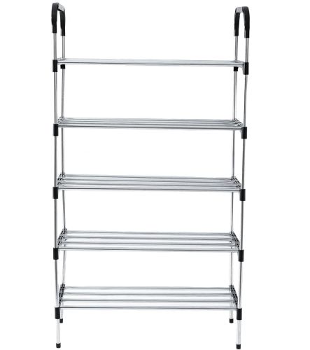 Напольная полка органайзер Shoe Rack Rias RD-9005 для хранения обуви 6 ярусов, Стойка этажерка на 6 секций полок 115x56x30 см из стали Серебристая
