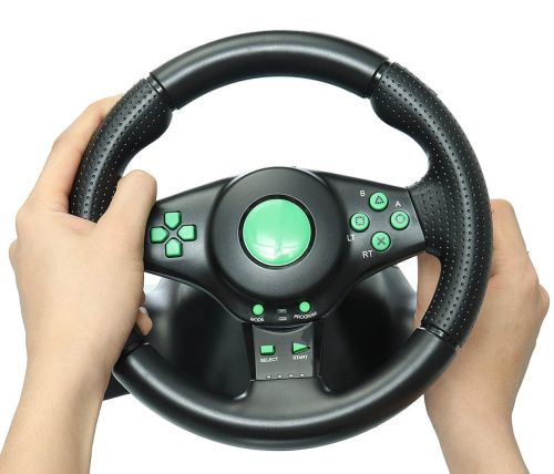 Універсальний ігровий кермо Vibration Steering Wheel 3 в 1 з педалями і коробкою передач для PC / PS2 / PS3, мультимедійний спортивний кермо для ПК