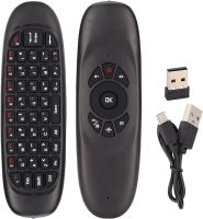 Бездротова аеромишь C120 RuS з клавіатурою Air mouse з гіроскопом, універсальний USB пульт російська розкладка міні клавіатура на батарейках Чорна