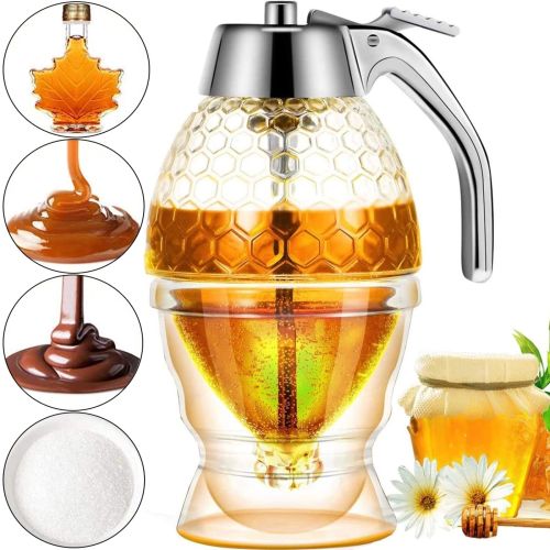 Диспенсер для меду Honey Dispenser ручний дозатор 200 мл, ємність колба для соусів, карамелі, варення, диспенсер-дозатор на підставці 10*15 см