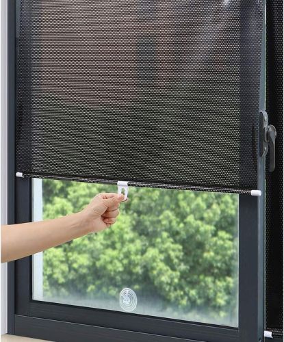 Сонцезахисна рулонна шторка козирок RolerProtect 40x125 см на коліщатках для спальні і автомобіля, Автомобільні жалюзі ролет на вікна Чорна
