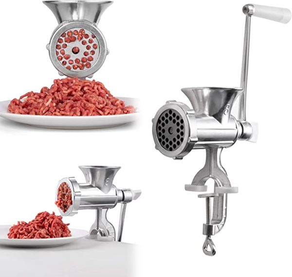 Механічна кухонна м'ясорубка Meat Grinder JSW-8, Побутова алюмінієва ручна м'ясорубка подрібнювач для приготування фаршу