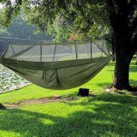 Підвісний туристичний нейлоновий гамак Hammock With Net Army до 200 кг з москітною сіткою для кемпінгу похідний гамак 263х135 Хакі Олива, Оливковий