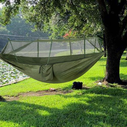 Підвісний туристичний нейлоновий гамак Hammock With Net Army до 200 кг з москітною сіткою для кемпінгу похідний гамак 263х135 Хакі Олива, Оливковий