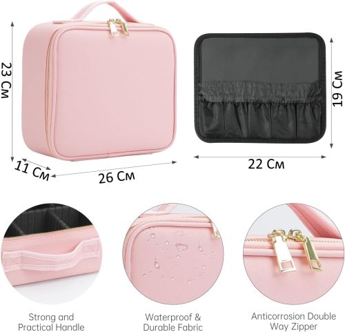 Органайзер для зберігання косметики Niceland Beauty box MAG-590 з ручкою для перенесення, Дорожня водонепроникна косметичка, б'юті кейс рожева