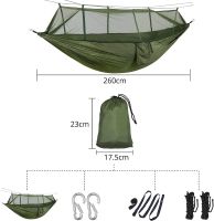 Підвісний туристичний нейлоновий гамак Hammock With Net Army до 200 кг з москітною сіткою для кемпінгу похідний гамак 263х135 Хакі Олива, Оливковий