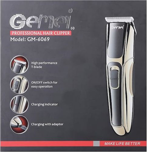 Беспроводная окантовочная машинка Gemei GM-6069 для стрижки бороды и волос c 4 насадками Профессиональный аккумуляторный триммер бритва Geemy GM6069