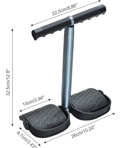 Пружинный эспандер Tummy Trimmer L1013 для мышц рук, живота и спины с креплением для ног, Спортивный тренажер Тами Тример для укрепления тела Черный