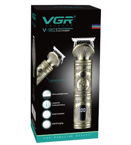 Професійна бездротова машинка VGR V-962 для стрижки волосся 5W, акумуляторний тример бритва для окантовки бороди і вусів для чоловіків Золотий