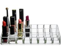 Універсальний акриловий органайзер підставка Lipstick Shelf на 24 комірки для зберігання косметики і помади Контейнер для макіяжу і дрібниць прозорий