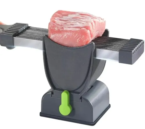 Ручная мясорубка слайсер Fresh Meat Slicer YLM-248 для тонкой нарезки и измельчения мяса, Ручной измельчитель LY-824 17 лезвий с подставкой Серый