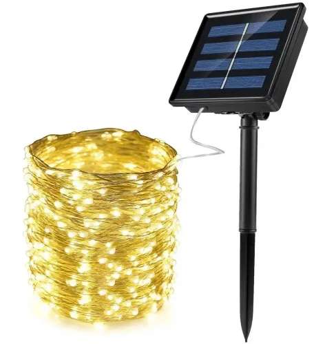 Уличная светодиодная гирлянда Solar String Lights 22 метра 200 LED диодов Теплый белый Роса Warm light с солнечной панелью для деревьев и веранд