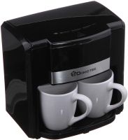 Капельная кофеварка на две чашки Domotec MS-0708 c 2 керамическими чашками, домашняя электрическая кофемашина для чая и кофе на 0.3 л 500W Черная