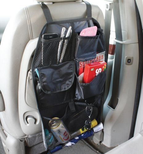 Автомобільний органайзер на спинку переднього сидіння Est Car Back Seat Organizer накидка для зберігання в машину, сумка чохол з кишенями в авто Чорна