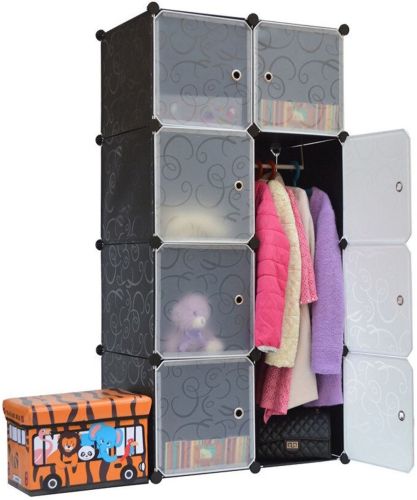 Складаний шафа органайзер для речей Storage Cube Cabinet MP-28-51 76х37х146 см Пластикова тумба на 8 секцій поличка для одягу та взуття Чорна MP28-51