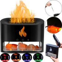 Настольный увлажнитель воздуха ночник с соляными камнями Docsal Flame Aroma Diffuser CAO с LED подсветкой 5W, Соляная лампа аромадиффузор Черный