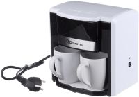 Капельная кофеварка на две чашки Domotec MS-0706 c 2 керамическими чашками, домашняя электрическая кофемашина для чая и кофе на 0.3 л 500W Белая