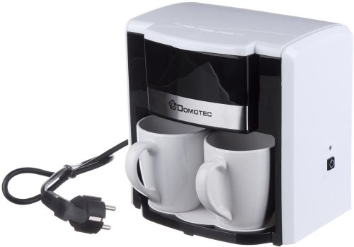 Капельная кофеварка на две чашки Domotec MS-0706 c 2 керамическими чашками, домашняя электрическая кофемашина для чая и кофе на 0.3 л 500W Белая