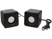 Мини USB колонки для ПК компьютера, ноутбука D-02A проводная компьютерная акустическая система 6.8Х6.8 см, маленькая музыкальная акустика 3.5 мм 5W