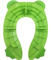 Детская накладка на унитаз Folding Potty Seat Жабка дорожное cкладное пластиковое cиденье насадка для обучения к горшку с чехлом Frog Green 35Х30 см