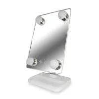 Настільне Косметичне дзеркало Cosmetie mirror 360 Rotation Angel з LED підсвічуванням для макіяжу, компактне прямокутне сенсорне дзеркало біле