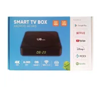 Смарт приставка Smart TV Box U8 Mini 4Gb/32GB Android з пультом, ТВ медіаплеєр 4K Андроїд з вбудованим Wi-Fi модулем для телевізора Чорна