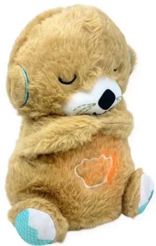 Світна дихаюча Видра Fisher Price FXC66 30 см з диханням для сну дітей, м'яка плюшева іграшка музичний нічник від батарейок Коричнева