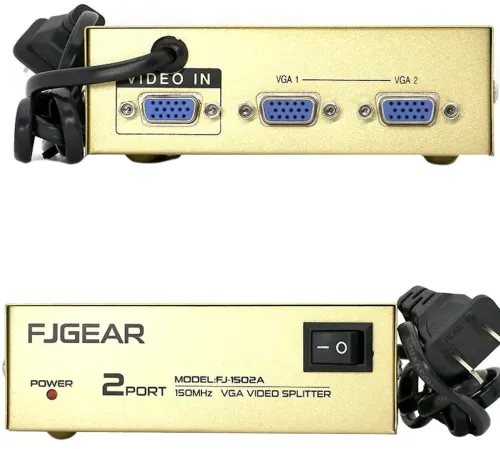 Спліттер VGA KV-FJ1502A Splitter, Комутатор 150MHz 2 Port два порти з адаптером розгалужувач VGA