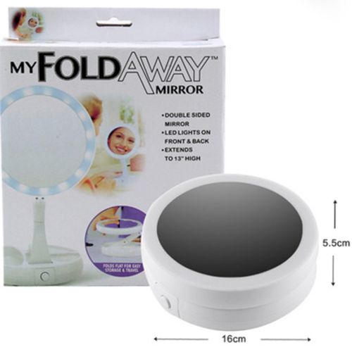 Настольное круглое косметическое зеркало с LED подсветкой My Fold Away для макияжа, Складное увеличительное 10x зеркало трансформер с органайзером