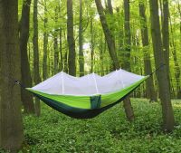 Подвесной туристический нейлоновый гамак Hammock With Net Green до 200 кг с москитной сеткой для кемпинга, Походный гамак 263х135 Зеленый