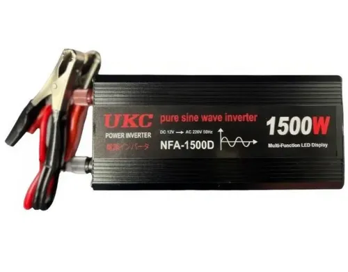 Автомобільний перетворювач інвертор UKC NFA-1500D 12V-220V з чистою синусоїдою 1500W, Автоперетворювач напруги струму AC/DC від акумулятора