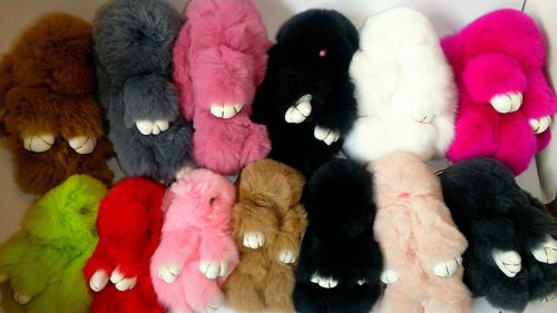 Меховой Брелок Кролик из натурального меха Rex Fendi, ХИТ СЕЗОНА кролик брелок зайка, цвета в ассортименте