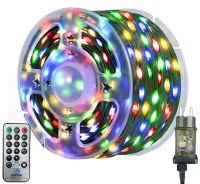 Новорічна гірлянда RGB роса 100 метрів 1000 LED діодів з пультом IP44, Світлодіодна нитка Xmas 8 режимів 100м від мережі різнобарвна
