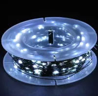 Новорічна гірлянда роса 50 метрів 500 LED діодів з пультом Холодна Біла IP44, Світлодіодна нитка Xmas 8 режимів від мережі 220V Холодний білий