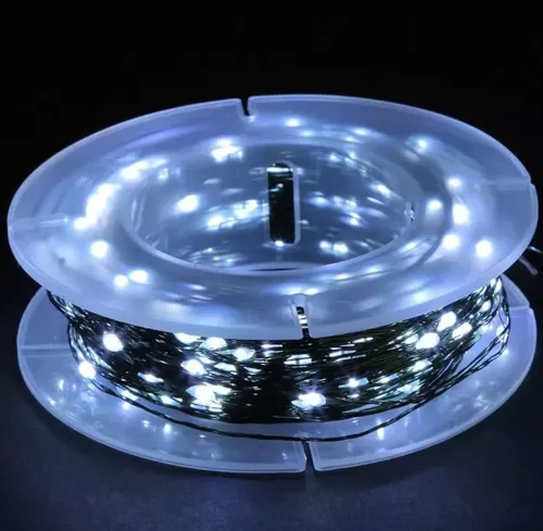 Новогодняя гирлянда роса 100 метров 1000 LED диодов с пультом Холодная белая IP44, светодиодная нить Xmas 8 режимов 100м от сети Холодный белый