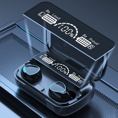 Бездротові Bluetooth навушники Newest M10 з led дисплеєм і індикатором заряду Black чорні сенсорні з екраном TWS М10 C powerbank Earbuds