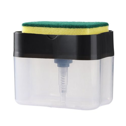 Кухонний диспенсер для губки Soap Pump Sponge Caddy, Натискний дозатор для рідкого мила з підставкою, Органайзер для мочалок з мильницею