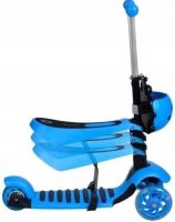 Трехколесный детский самокат беговел Scooter FYS-2864 Blue 5 в 1 со складным сиденьем, родительской ручкой и светящимися колесами для детей Голубой