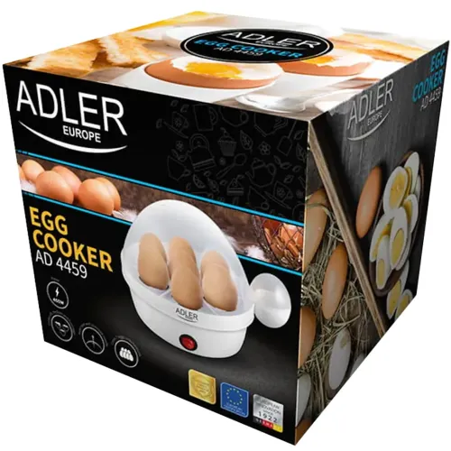 Електрична яйцеварка для приготування 7 яєць на пару Adler AD-4459 360W, міні апарат пароварка для варіння яєць 360Вт з автовимкненням від мережі