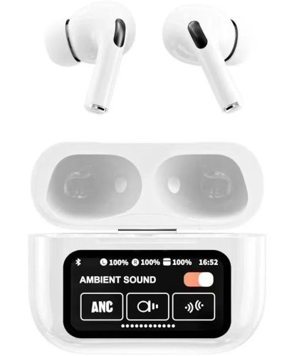 Бездротові вакуумні навушники TWS AirPods A9 PRO 2 Bluetooth в кейсі з сенсорним дисплеєм, навушники-гарнітура Вкладиші блютуз з шумозаглушенням