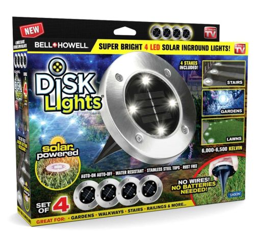 Вуличний садовий LED світильник на сонячній батареї Solar Disk Lights, Універсальне підсвічування в сад IP65, Грунтовий світлодіодний ліхтар зі штиком