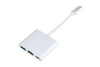 Кабель, адаптер, конвертер Buro Type-C на HDMI, USB 3.0, Type C, 3 в 1 концентратор для пристроїв з Type з портом, Перехідник hub розгалужувач білий