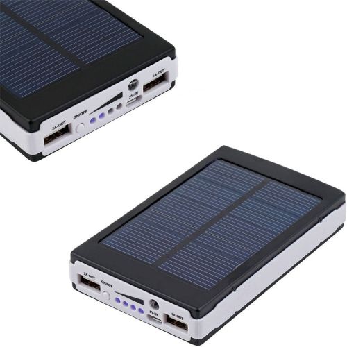 Портативний зарядний Power Bank Solar 90000 mAh C Led ліхтариком УМБ Metal Чорний На сонячній батареї Павербанк, зовнішній акумулятор, PowerBank 