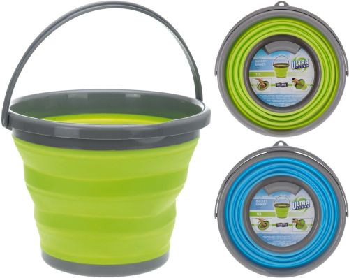 Складне силіконове відро на 10 літрів Collapsible Bucket Emmer CB-10, туристичне універсальне кругле відро Supretto з ручкою 10л