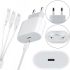Універсальний зарядний пристрій 20W USB-З to TC/Mi/iP Cable Power Adapter + потрійний кабель 3 в 1, зарядний блок живлення 20 Вт для телефону