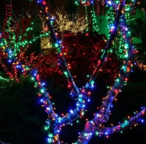 Новорічна гірлянда RGB роса 100 метрів 1000 LED діодів з пультом IP44, Світлодіодна нитка Xmas 8 режимів 100м від мережі різнобарвна