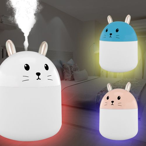 Настольный ультразвуковой увлажнитель воздуха ночник кролик Humidifier Rabbit ВА-12, Портативный USB Арома-диффузор с подсветкой, Ночник-увлажнитель