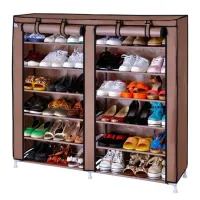 Тканинна шафа для взуття Shoe Cabinet YQF-2266 на 6 полиць, Подвійна складна тканинна полиця, пилозахищений каркасний для зберігання K66, 2712 MG-222