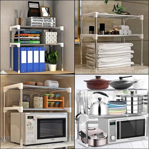 Полиця стелаж для мікрохвильовки Multifunctional storage rack NJ-452 настільний кухонний органайзер для мікрохвильової СВЧ-печі, Полиця-органайзер