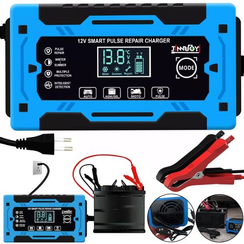 Автомобільний імпульсний пускозарядний АКБ Jinnuoyi Pulse Repair Charger 12V 10A пристрій з LED дисплеєм для зарядки акумуляторів авто 10Ah-200Ah